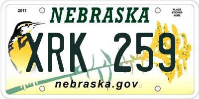 NE license plate XRK259