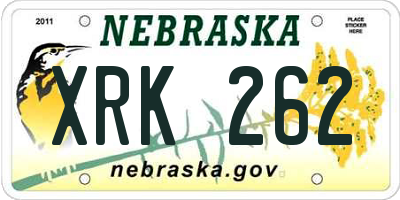 NE license plate XRK262