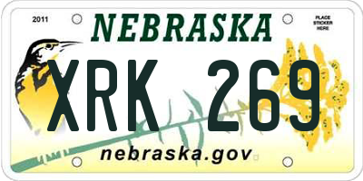 NE license plate XRK269