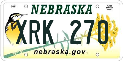 NE license plate XRK270