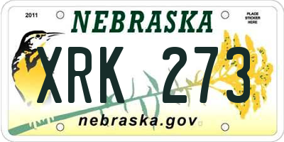 NE license plate XRK273