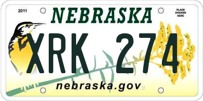NE license plate XRK274