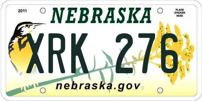 NE license plate XRK276