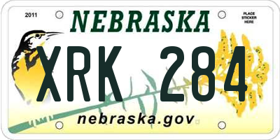 NE license plate XRK284