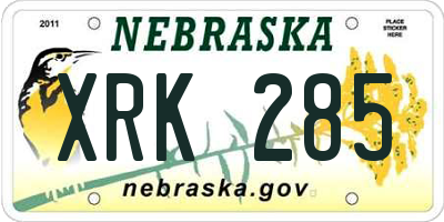 NE license plate XRK285