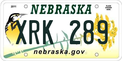 NE license plate XRK289