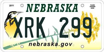 NE license plate XRK299