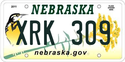 NE license plate XRK309