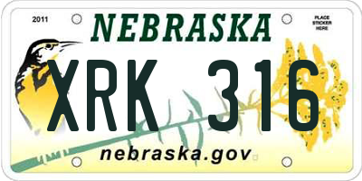 NE license plate XRK316