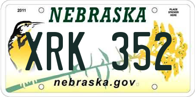 NE license plate XRK352