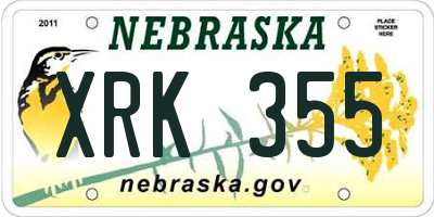 NE license plate XRK355