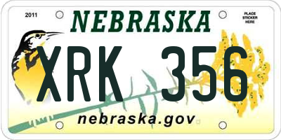 NE license plate XRK356