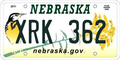 NE license plate XRK362