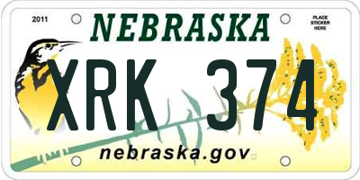 NE license plate XRK374
