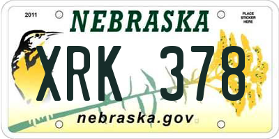 NE license plate XRK378