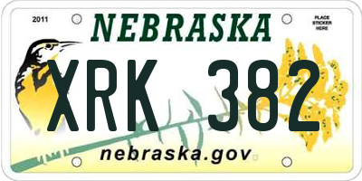 NE license plate XRK382