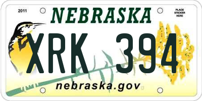 NE license plate XRK394