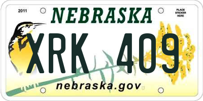 NE license plate XRK409