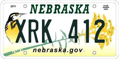 NE license plate XRK412