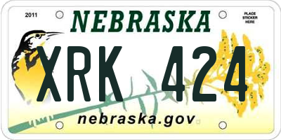 NE license plate XRK424