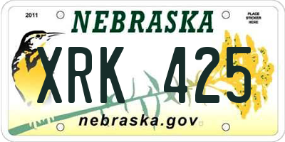 NE license plate XRK425