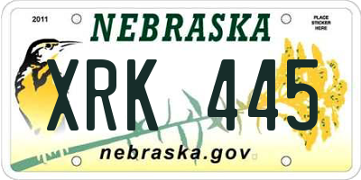 NE license plate XRK445