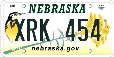 NE license plate XRK454