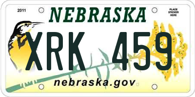 NE license plate XRK459