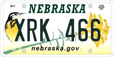 NE license plate XRK466