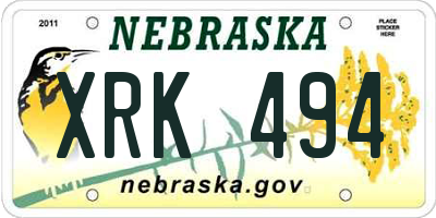 NE license plate XRK494