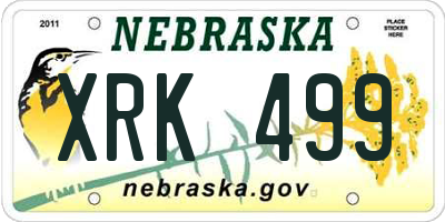 NE license plate XRK499