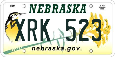 NE license plate XRK523