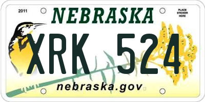 NE license plate XRK524