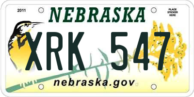 NE license plate XRK547