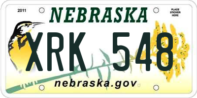 NE license plate XRK548