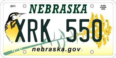 NE license plate XRK550