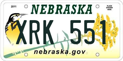 NE license plate XRK551