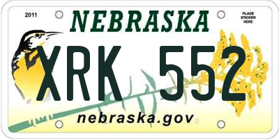 NE license plate XRK552