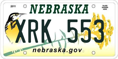 NE license plate XRK553