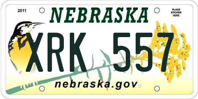 NE license plate XRK557