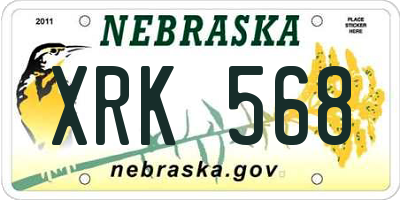 NE license plate XRK568