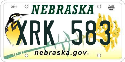 NE license plate XRK583