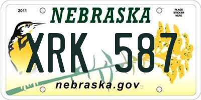 NE license plate XRK587