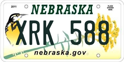 NE license plate XRK588