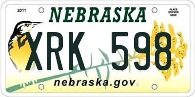 NE license plate XRK598