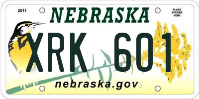 NE license plate XRK601