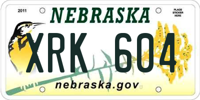 NE license plate XRK604
