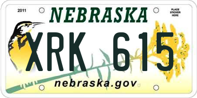 NE license plate XRK615