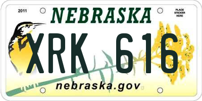 NE license plate XRK616