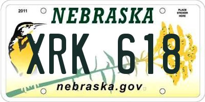 NE license plate XRK618